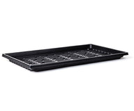Black plastic microgreen tray with a grid pattern, 10x20x1.3 inches.