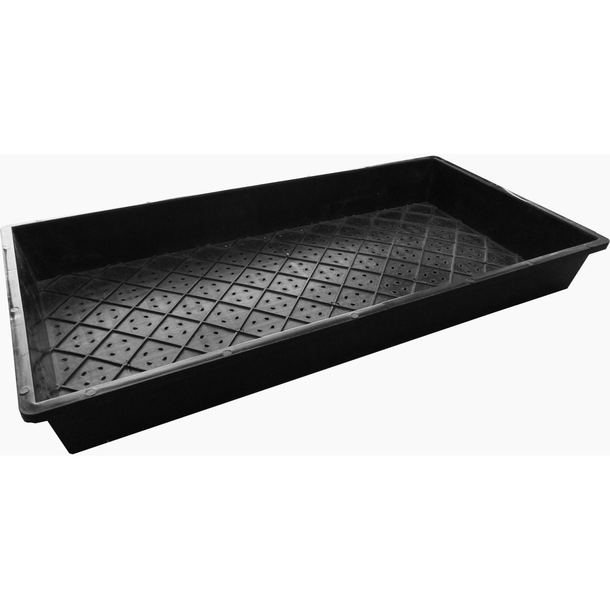 Black SunBlaster Super Thick wheatgrass drain tray with diamond pattern and drainage holes.