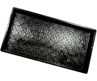 Black SunBlaster wheatgrass drain tray with diamond pattern and drainage holes.
