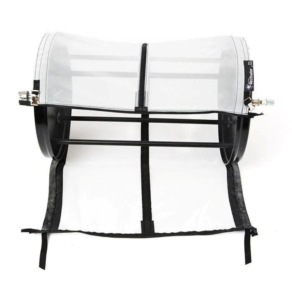 Resinator XL drum kit: white mesh cover, black frame, zipper, air valves.