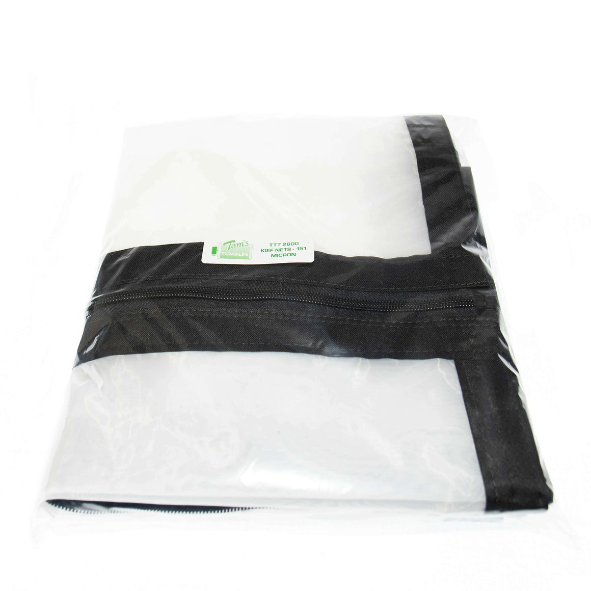 Tom's Tumbler 2600 mesh nets in a clear bag with black trim.