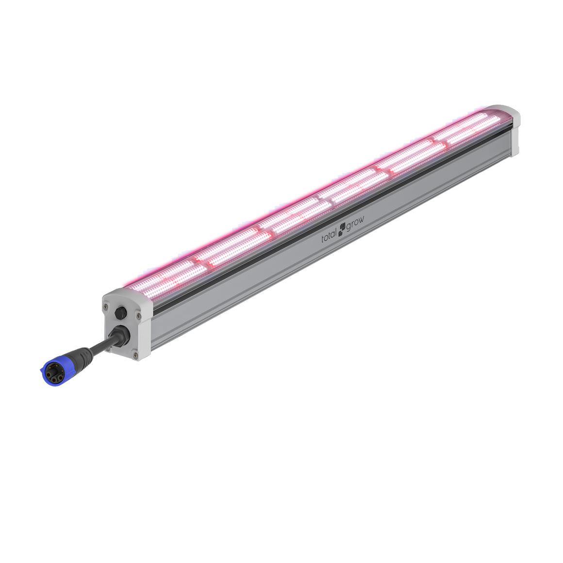 Total Grow 150W LED grow light bar, angled, with red/blue LEDs and a connector.