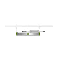 TotalGrow 345W High-Intensity Top-Light fixture set up, silver with green ends, mounted on a white rail.