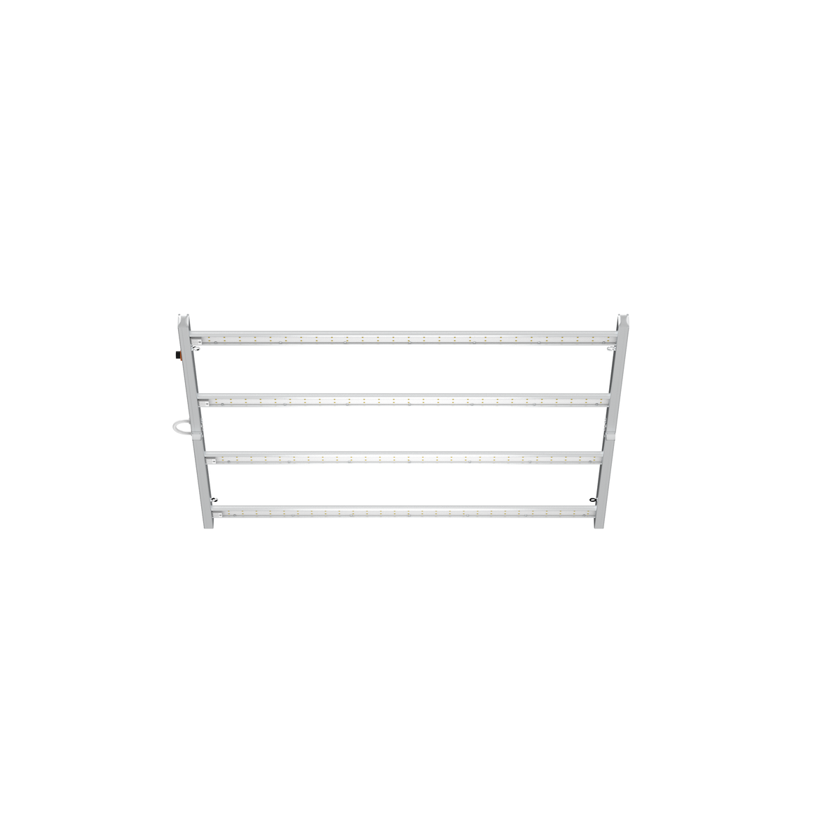 Full-spectrum LED grow light bar with four horizontal LED strips and silver frame.