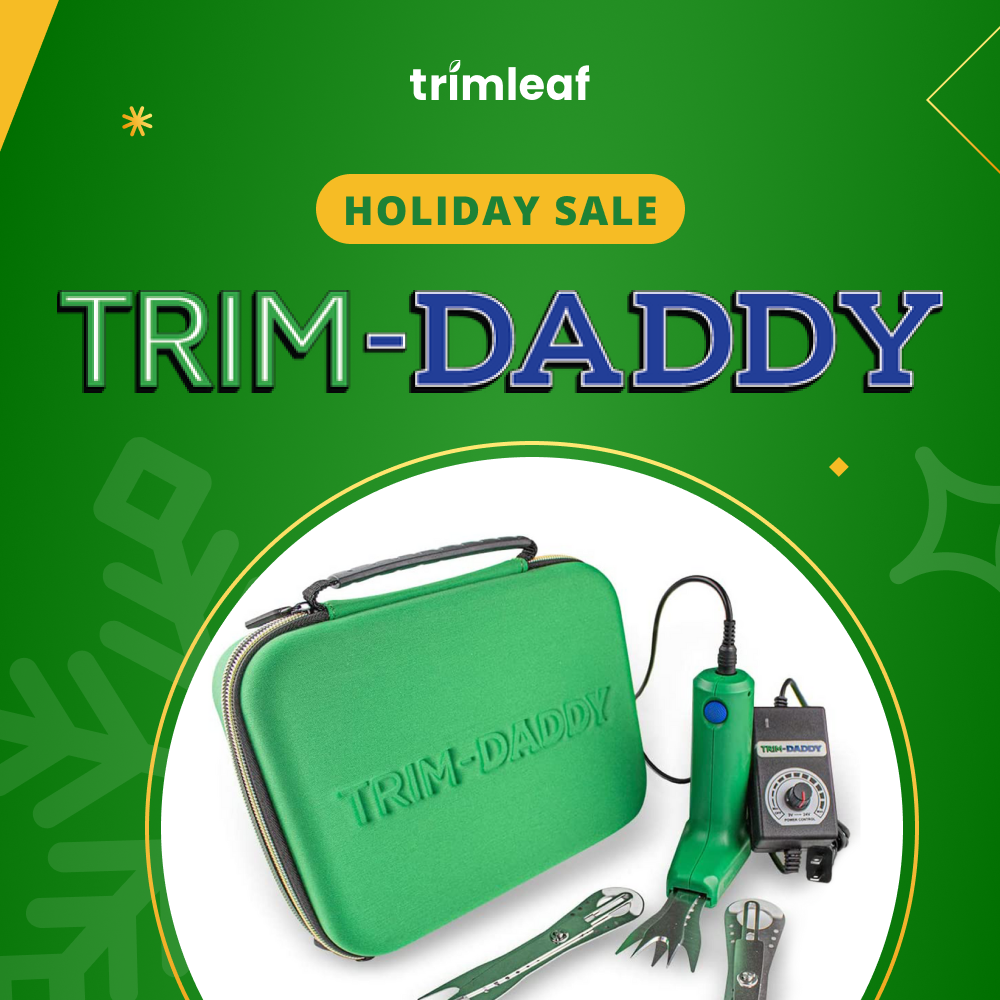 Trim-Daddy electric trimmer and accessories in green carrying case, on sale for the holidays.
