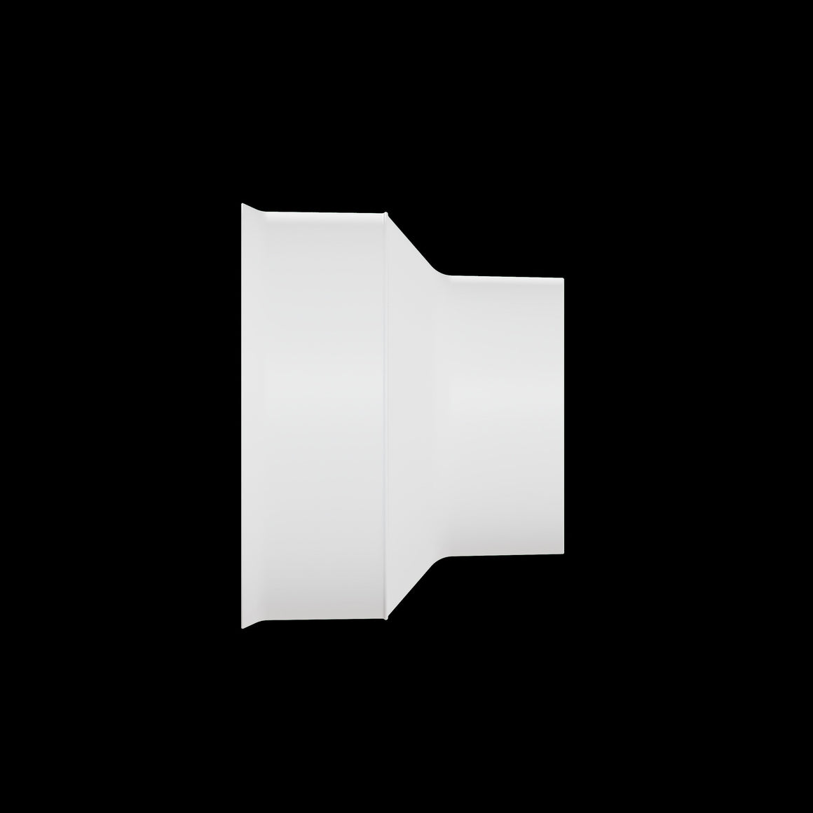 A white ventilation fan on a black background. The fan has a cylindrical shape with a flared opening.