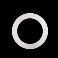A white ring-shaped object is pictured against a black background.