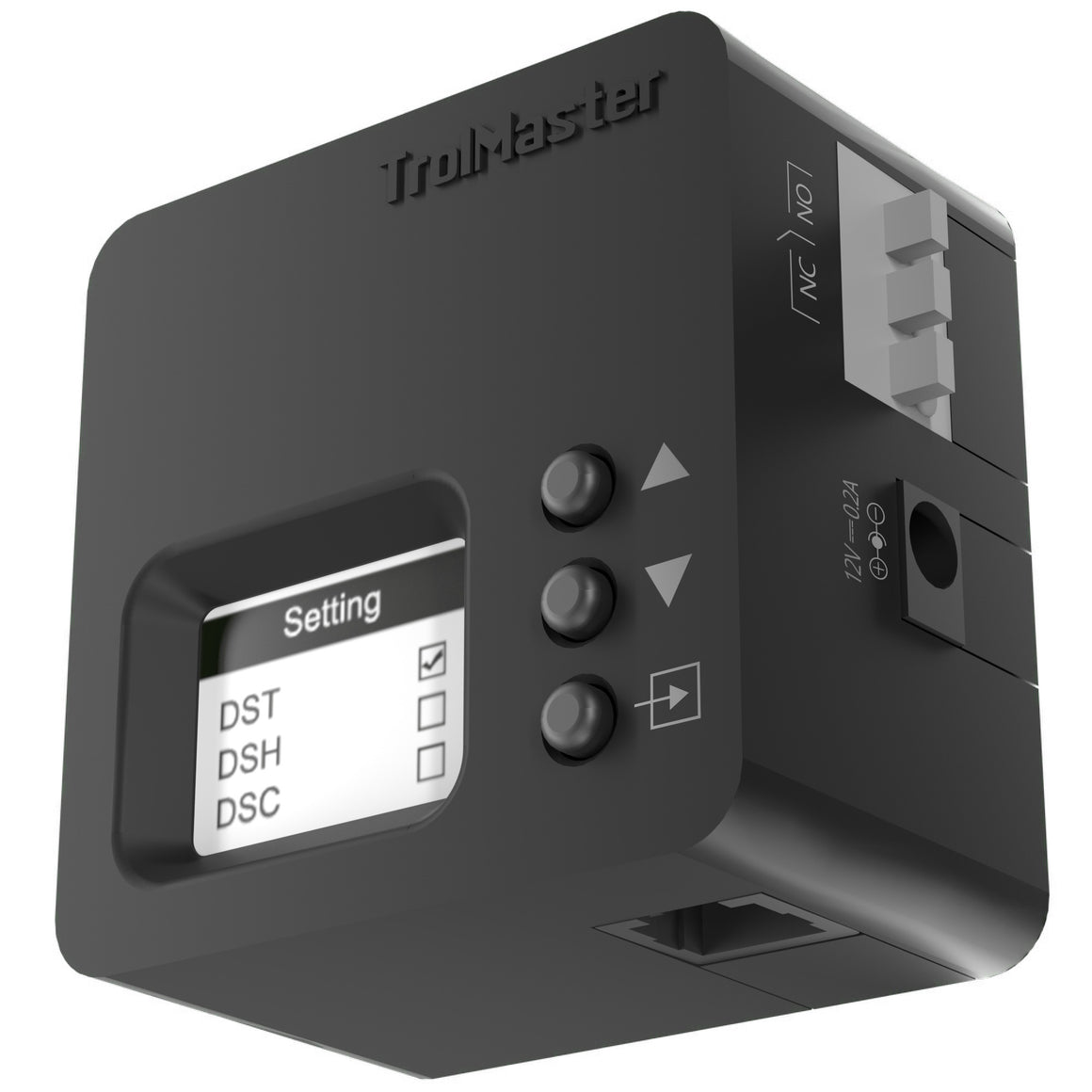 TrolMaster DSD-1 environmental control unit with touchscreen display and buttons.