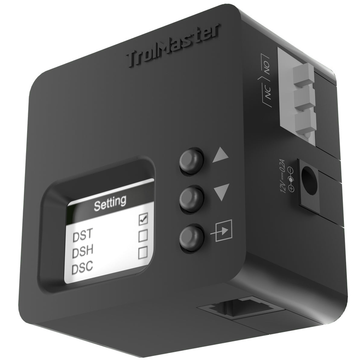 TrolMaster DSD-1 environmental control unit with touchscreen display and buttons.