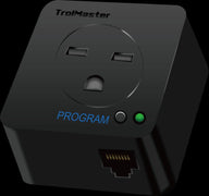 Black TrolMaster DSP-2 environmental controller with power outlet, Ethernet port, and indicator lights.
