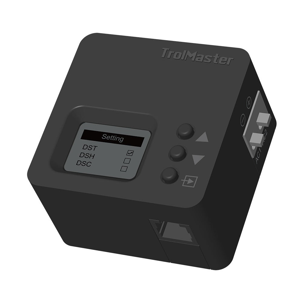 TrolMaster DSV-1 controller with touchscreen, buttons, and ports, white background.