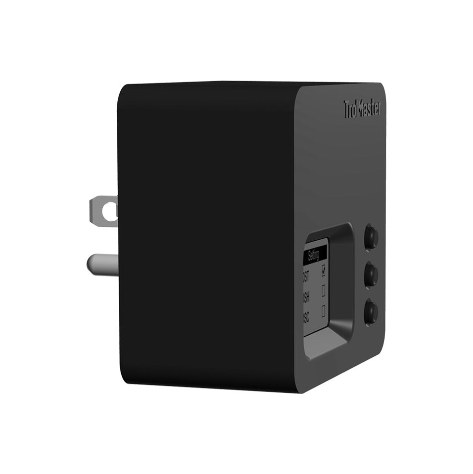 Black TrolMaster DSV-1 environmental controller with digital display and buttons.