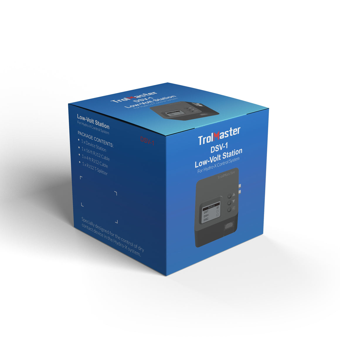 TrolMaster DSV-1 Low-Volt Station box with product image and contents list.