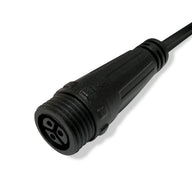 Black 3-pin female connector with threaded housing and a cable extending from it.