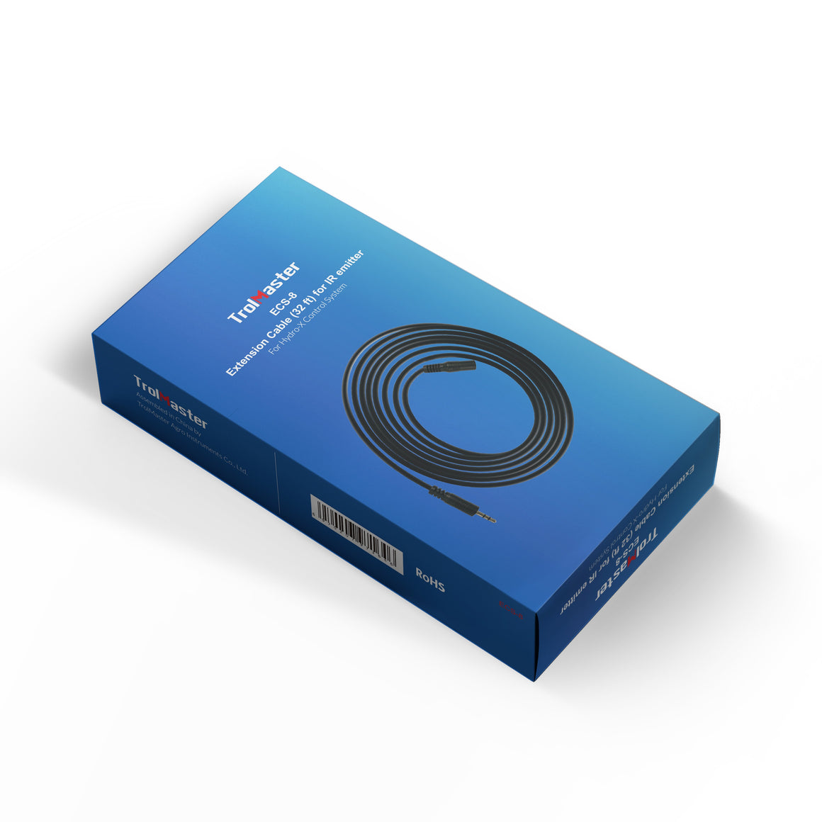 TrolMaster ECS-8 extension cable box with coiled cable and product details.