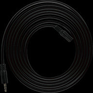 Black coiled cable with 3.5mm TRS plug and smaller connector.