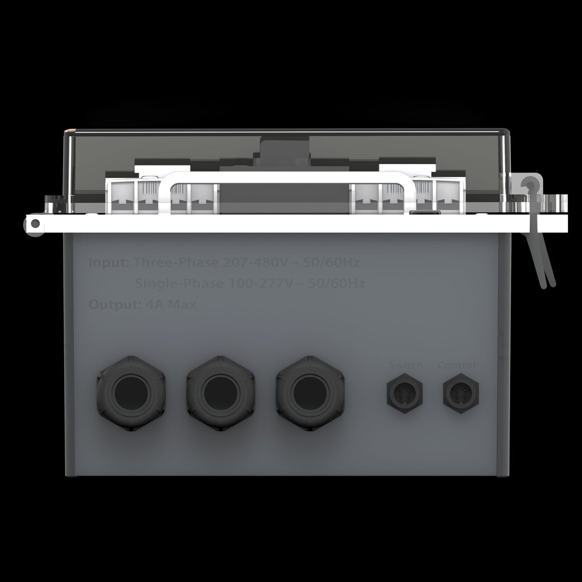 Greenhouse control unit with input/output specifications and multiple ports.