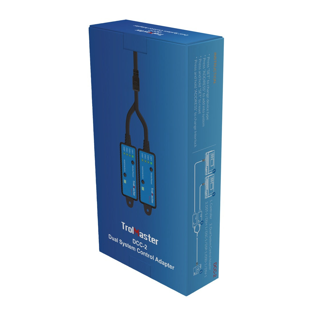 TrolMaster DCC-2 Dual System Control Adapter box with two DCC-2 units.