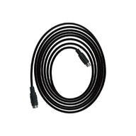 Black coiled cable with two 5-pin DIN connectors on a white background.