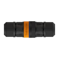 TrolMaster ECW-1 IP68 waterproof connector, black with orange band, CE mark.