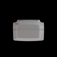 A white, rectangular greenhouse control device with vents and a rounded top sits against a black background.