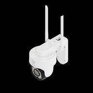 White outdoor security camera with dual antennas and 