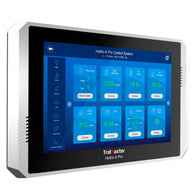 TrolMaster Hydro-X Pro environmental control touch screen showing plant growth data.