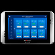 TrolMaster Hydro-X Pro control system showing environmental data: light intensity, air temp, humidity, CO2, VPD, and medium moisture.