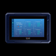 TrolMaster Aqua-X Plus touchscreen display showing reservoir data and environmental controls.