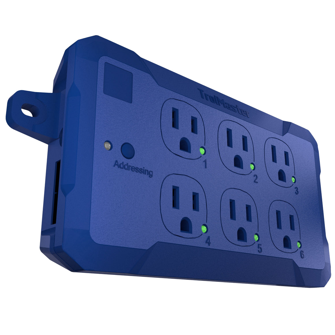 Blue TrolMaster OA6-110 environmental control unit with six outlets and LED indicators.