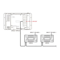 Diagram showing TrolMaster HCS-2 connected to two OM-8 units via input cables.