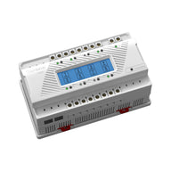 TrolMaster OM-8: white environmental controller with 8-channel digital display and LED status indicators.