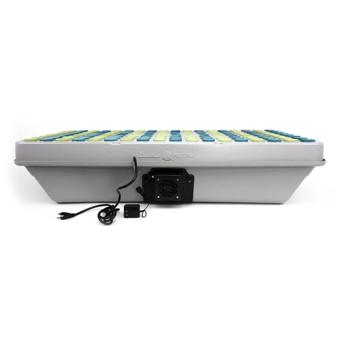 TurboKlone Elite 144 cloner with blue and green net pots, fan, and power cord.