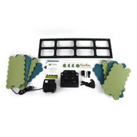 TurboKlone Elite 144 cloner kit: green and blue neoprene inserts, black frame, pump, and accessories on white background.