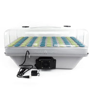 TurboKlone Elite 96 cloner with dome, featuring green and blue rockwool cubes and a built-in fan.