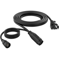 Black power cord with NEMA 6-15P plug, circular data cable connector, and three-pin circular power connector.