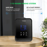 VIVOSUN 4.5L 2-in-1 cool/warm mist humidifier on wood table with digital display, sleep mode, 1-12hr timer.