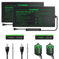 VIVOSUN 48x20.75 digital thermostat seedling heat mat 2-pack with probes and digital temperature displays.