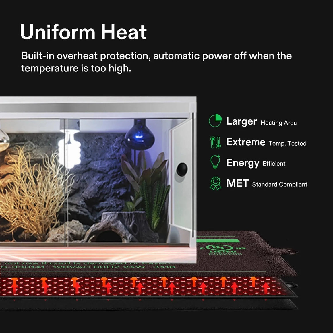 Vivosun 6" x 8 " Reptile Heat Mat Digital Thermostat Combo