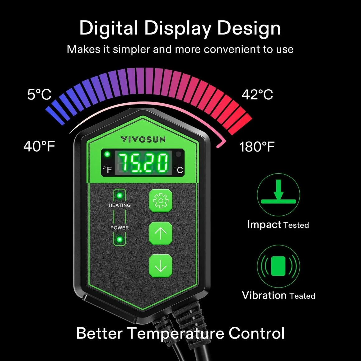 Vivosun 6" x 8 " Reptile Heat Mat Digital Thermostat Combo