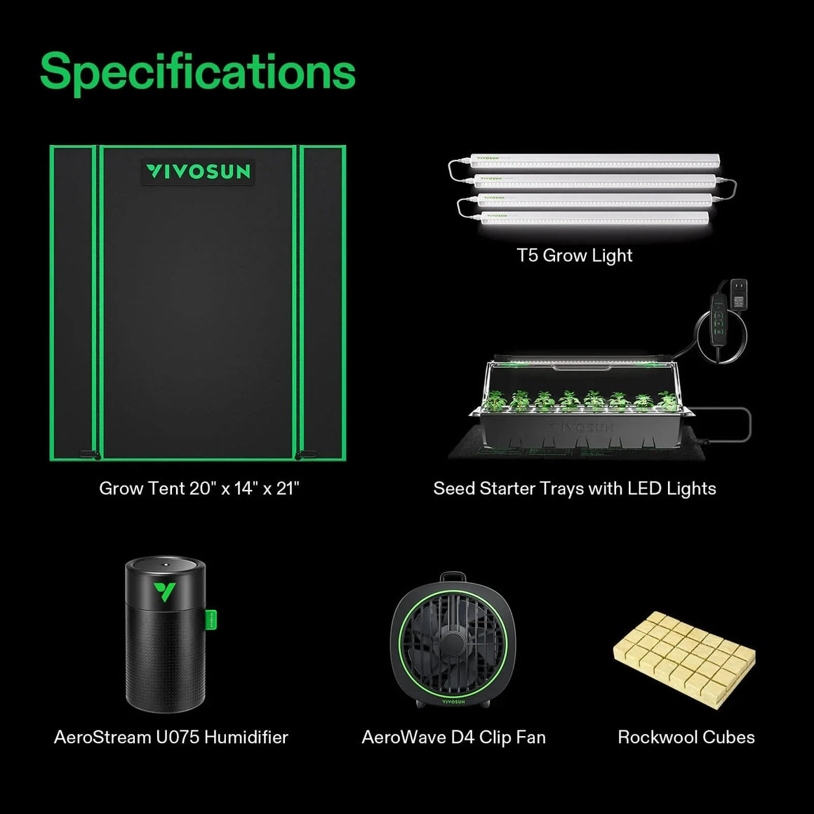 VIVOSUN 20″x14″x21″ Clone Tent Kit Specifications