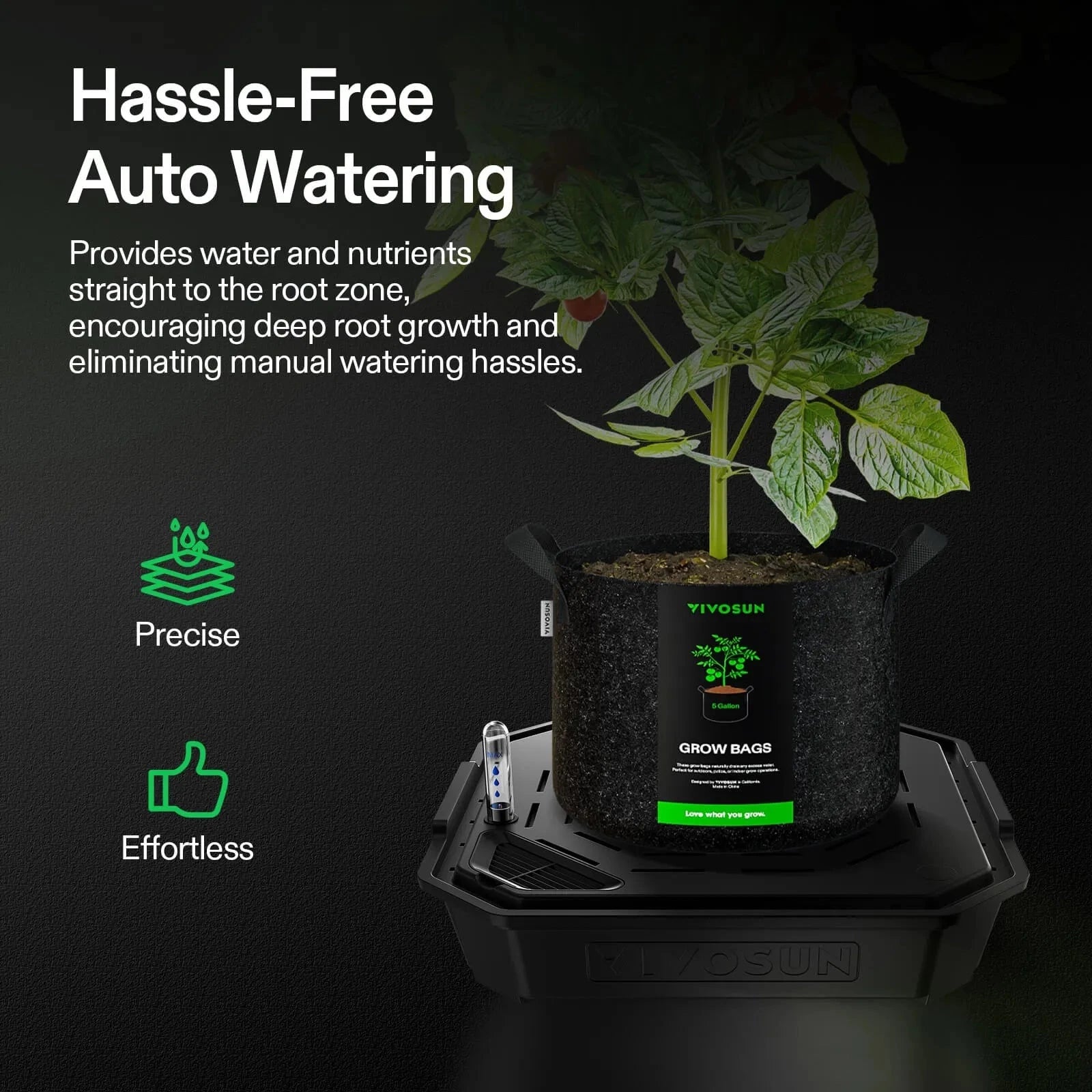 auto water plant pot VIVOSUN FlexFeed Self-Watering Base for Fabric Pots (4-Pack)