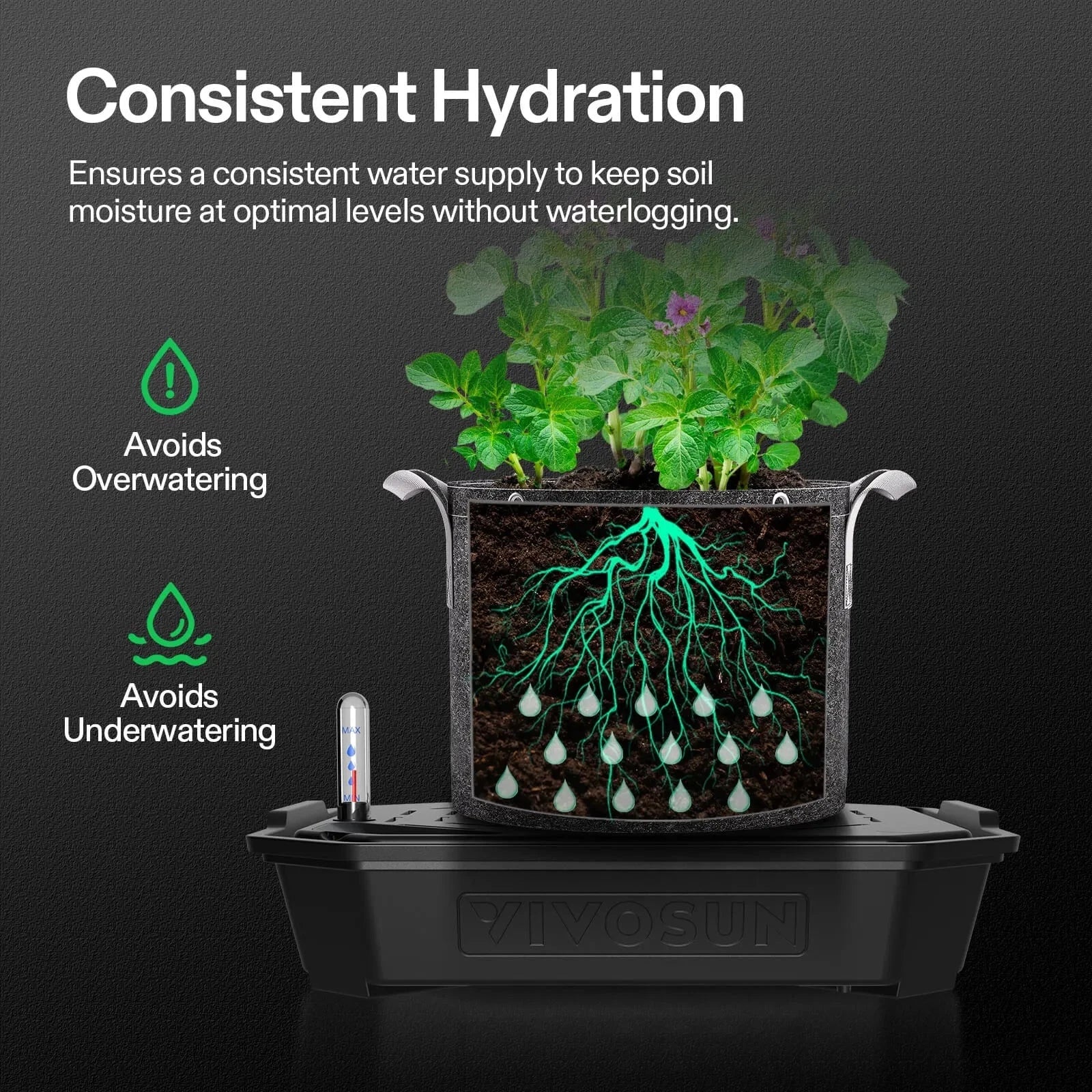 self watering plant bags VIVOSUN FlexFeed Self-Watering Base for Fabric Pots (4-Pack)
