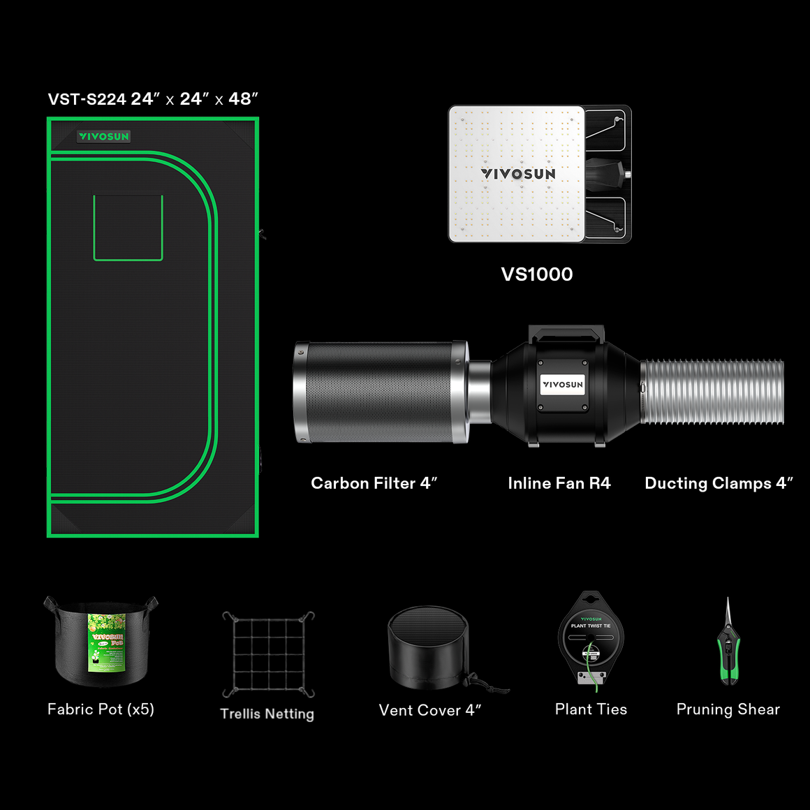 VIVOSUN GIY-22 Standard Grow Tent Kit Component
