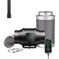 VIVOSUN AeroZesh S6 smart air filtration kit with black inline fan, silver carbon filter, ducting, and digital controller.