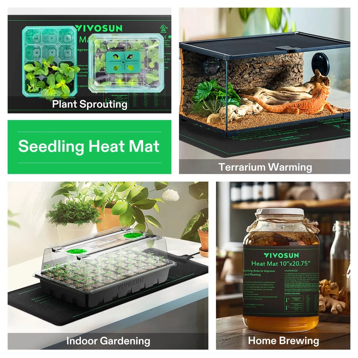 VIVOSUN 10″ x 20.75″ Seedling Heat Mat Digital Thermostat Combo - 2 Pack