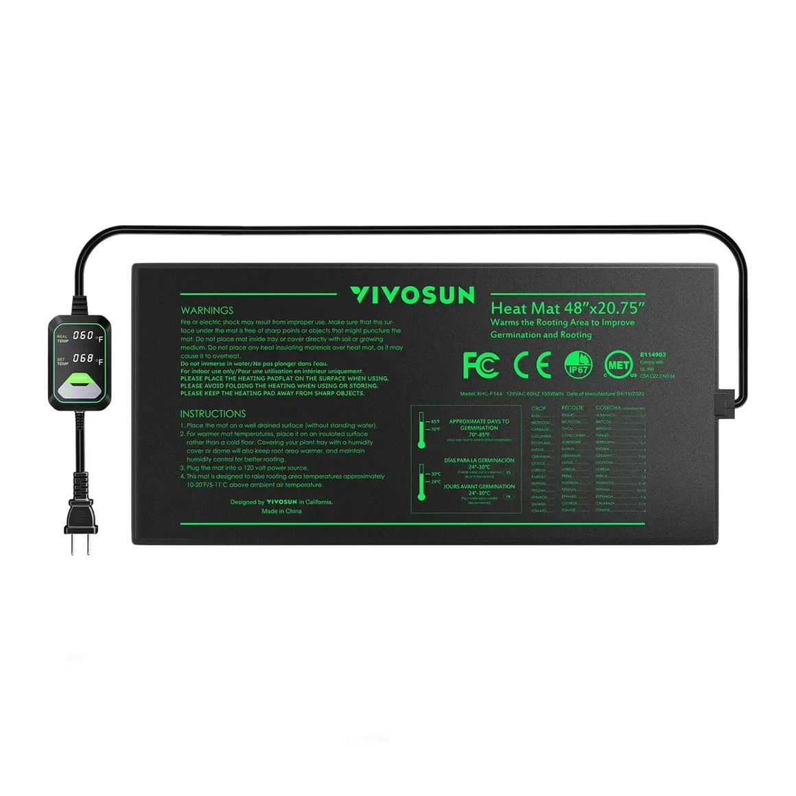 VIVOSUN 48" x 20.75" Seedling Heat Mat w/ Dual Digital Thermostat