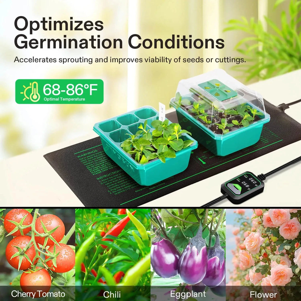 VIVOSUN 48" x 20.75" Seedling Heat Mat w/ Dual Digital Thermostat
