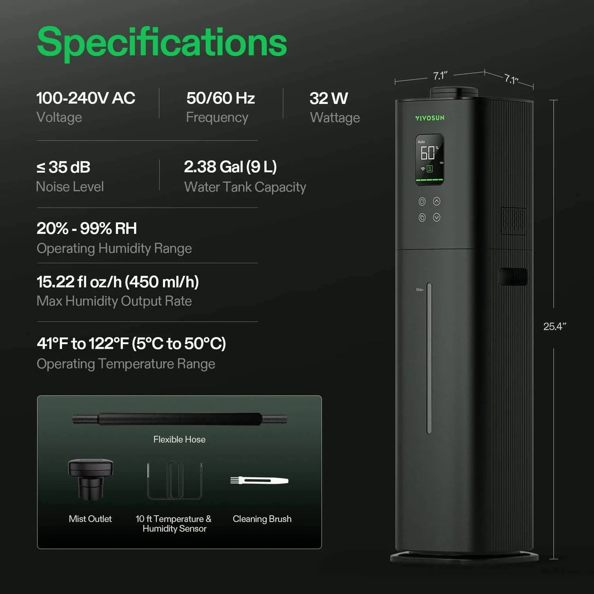 VIVOSUN AeroStream H09 Intelligent WiFi Humidifier