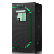VIVOSUN 2x2 tent, black with green trim, viewing window, and two vents.